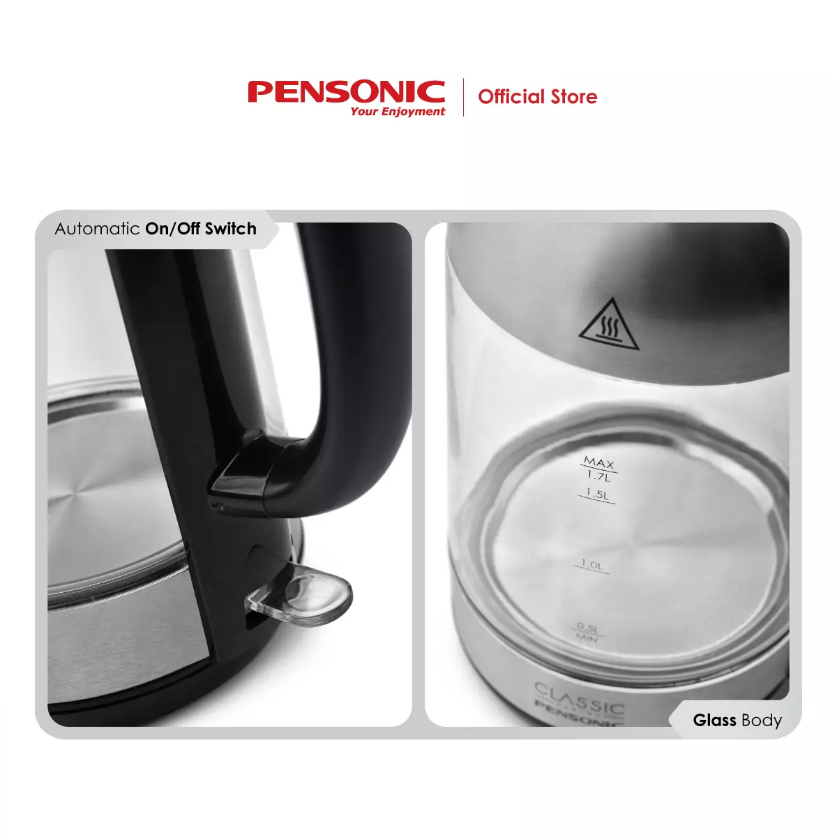 Jual Pensonic Pensonic Kettle Glass Electric Teko Listrik Kaca Ketel Elektrik Pemanas Air Kopi 1 7904