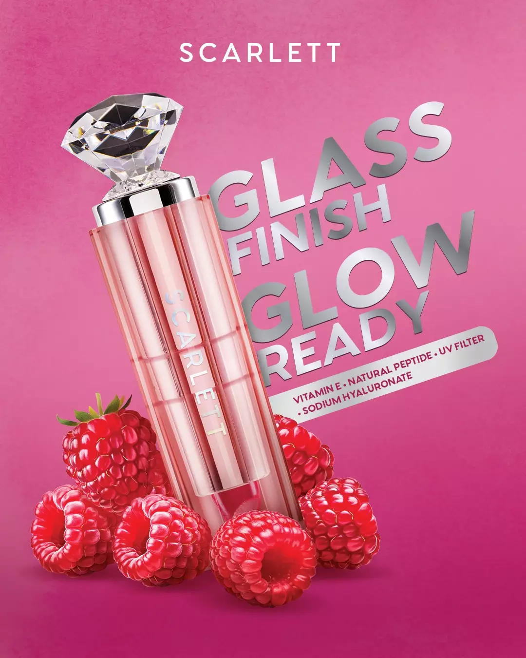 [NEW] SCARLETT GLASS GLOW TINTED LIP BALM BERRY SHINE - Moisturizing & hydrating, natural lip color, plumpy lips, cover bibir gelap, mencerahkan bibir, UV Filter