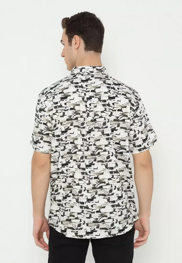 POLICE Kemeja Printing Cotton Tencel Regular Fit Pria