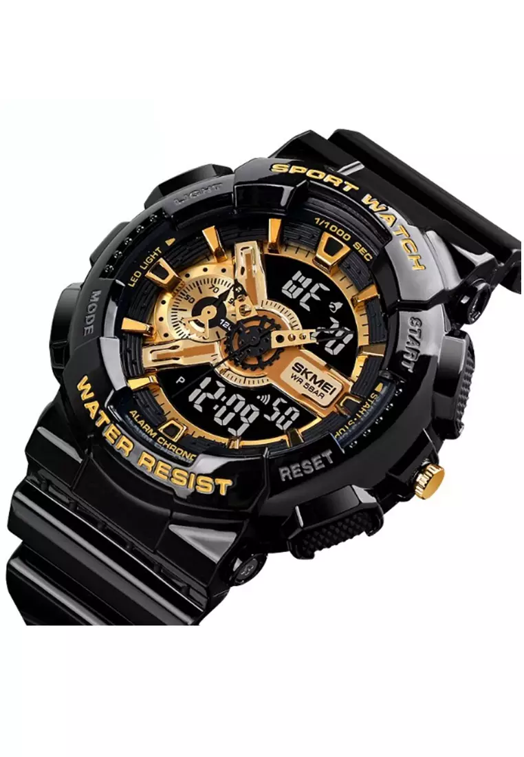 Jam Tangan Analog Digital Pria Design Sporty Many Function Waterproof Strap Tali Material PU DS88 ORIGINAL