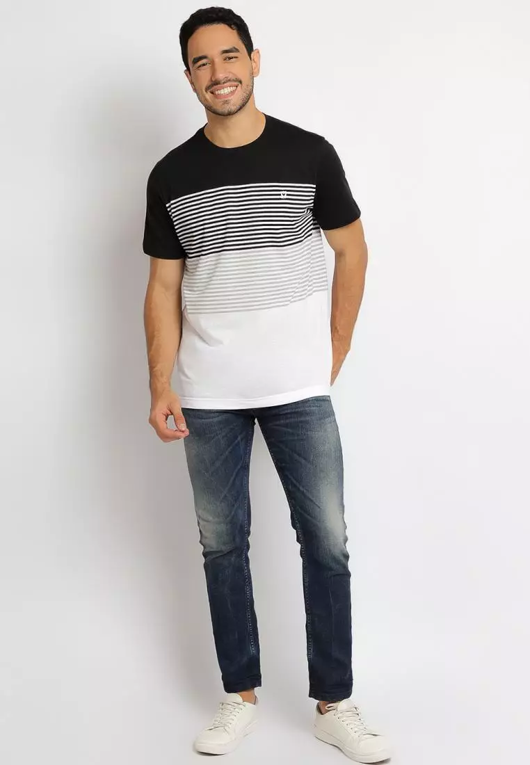 MATSUDA T Shirt Pria Kaos Stripe Kazo