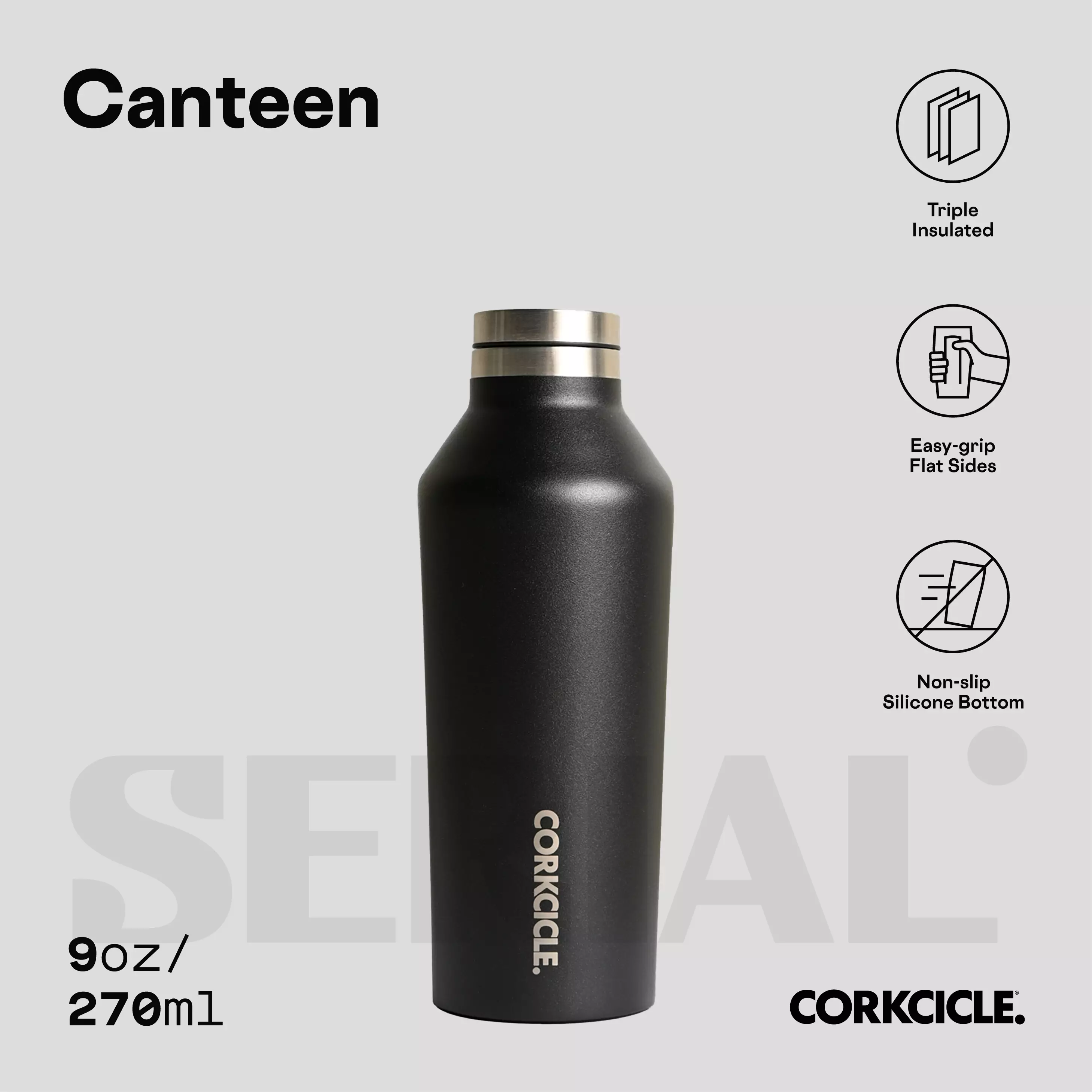 CORKCICLE® Canteen 9oz - Waterman Matte Black