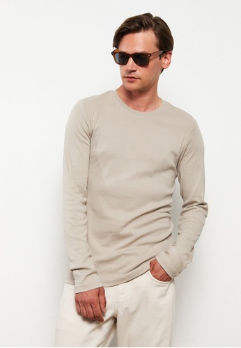 LC WAIKIKI beige Long Sleeve Combed Cotton T-Shirt 0CD98AA6F6CECDGS_1