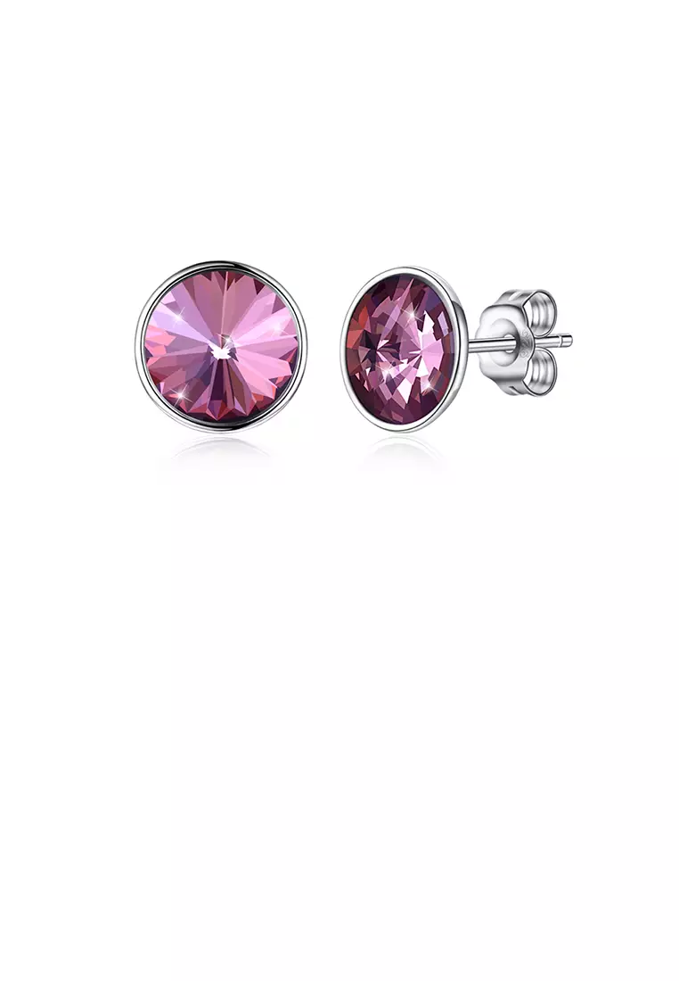 Buy Glamorousky 925 Sterling Silver Simple Fashion Purple Austrian