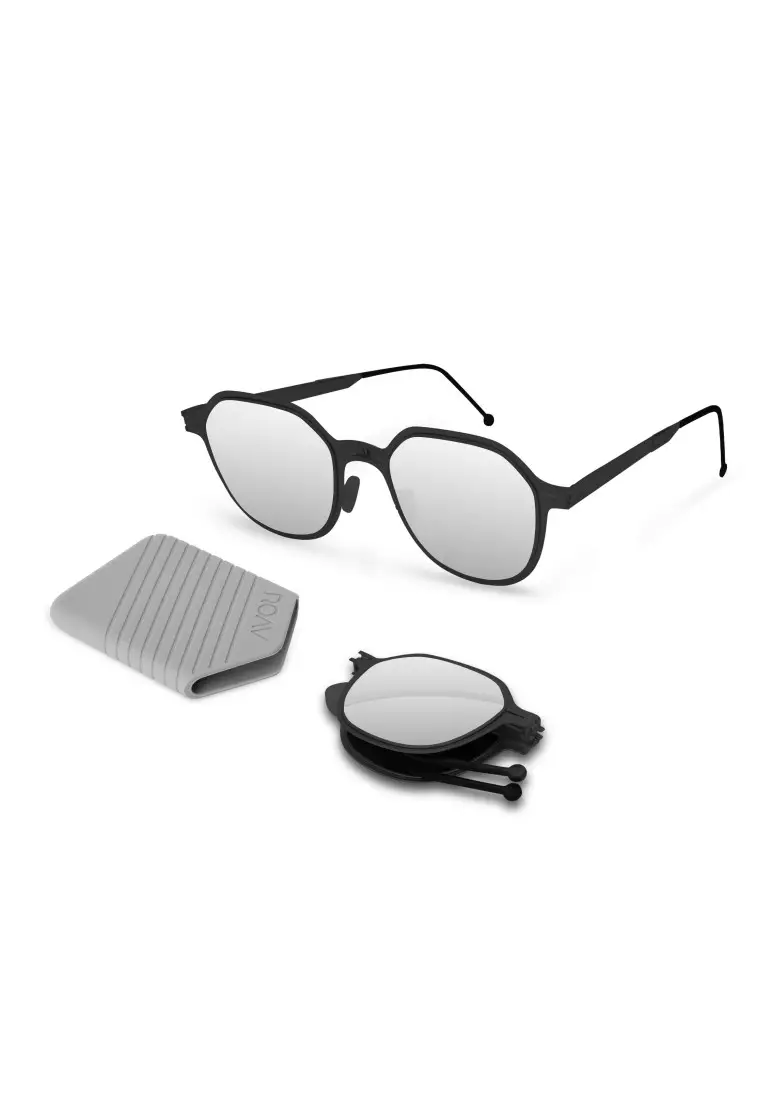 ROAV超輕極薄摺疊式太陽眼鏡 DEAN 8109 Matte Black / Silver Mirror  13.61