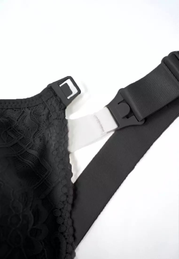 Black Plus Size Lace Nursing Bra
