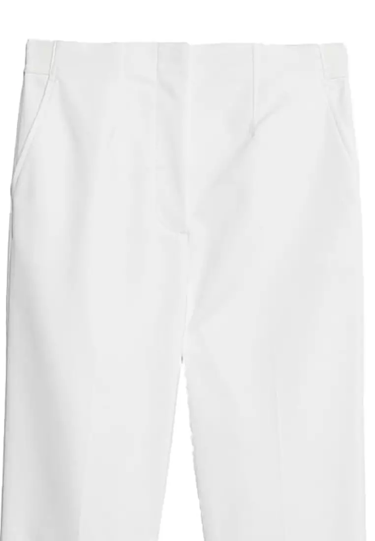 Cotton Blend Slim Fit Ankle Grazer Trousers