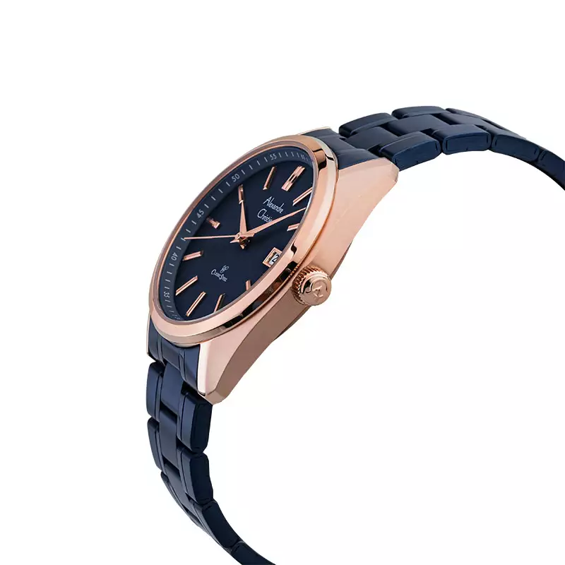 Jam Tangan Pria Alexandre Christie Classic Steel AC 8660 MD BURBU Men Blue Dial Blue Stainless Steel Strap