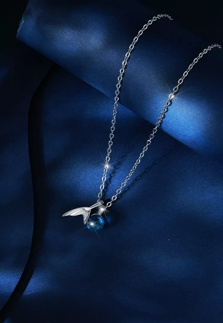 Kalung Wanita Fashion Mermaid Tail Design Dilapisi Platinum Anti Pudar Kalung Cewek
