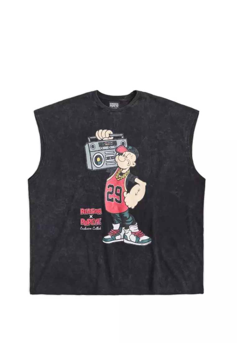 來自紐約的街頭服飾品牌 - Popeye 無袖肌肉T卹 - 黑色