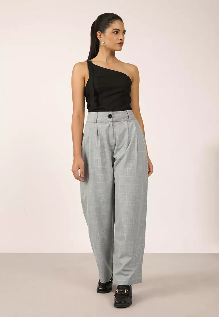 VIRGIO Viscose Stretch Grey Flared Pant