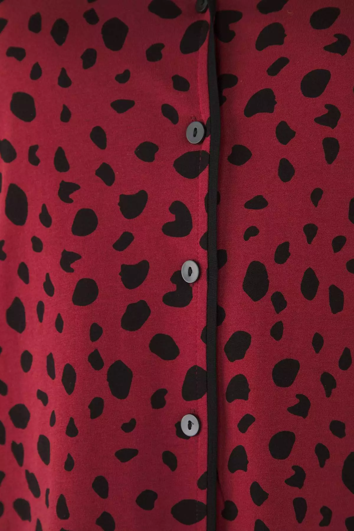 Burgundy Heart-Shaped Shirt Collar Knitted Pajama Set Tbbaw23Ai00015