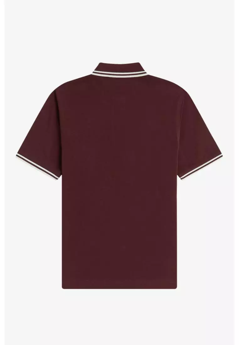 Fred Perry G3600 Twin Tipped Fred Perry Shirt (Oxblood / Ecru / Ecru)