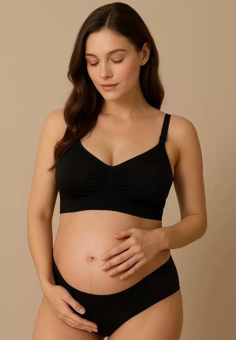 3 Pack Grace Nursing Push Up Maternity Bra in Purple, Purplish Red and Black