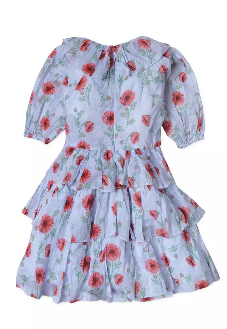 Girls Poppies Print Ruffles Dress