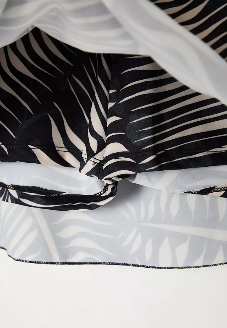 Multicolored Short Skirt Mini Tropical Patterned Plus Size Bikini Bottom TBBSS23CR00015