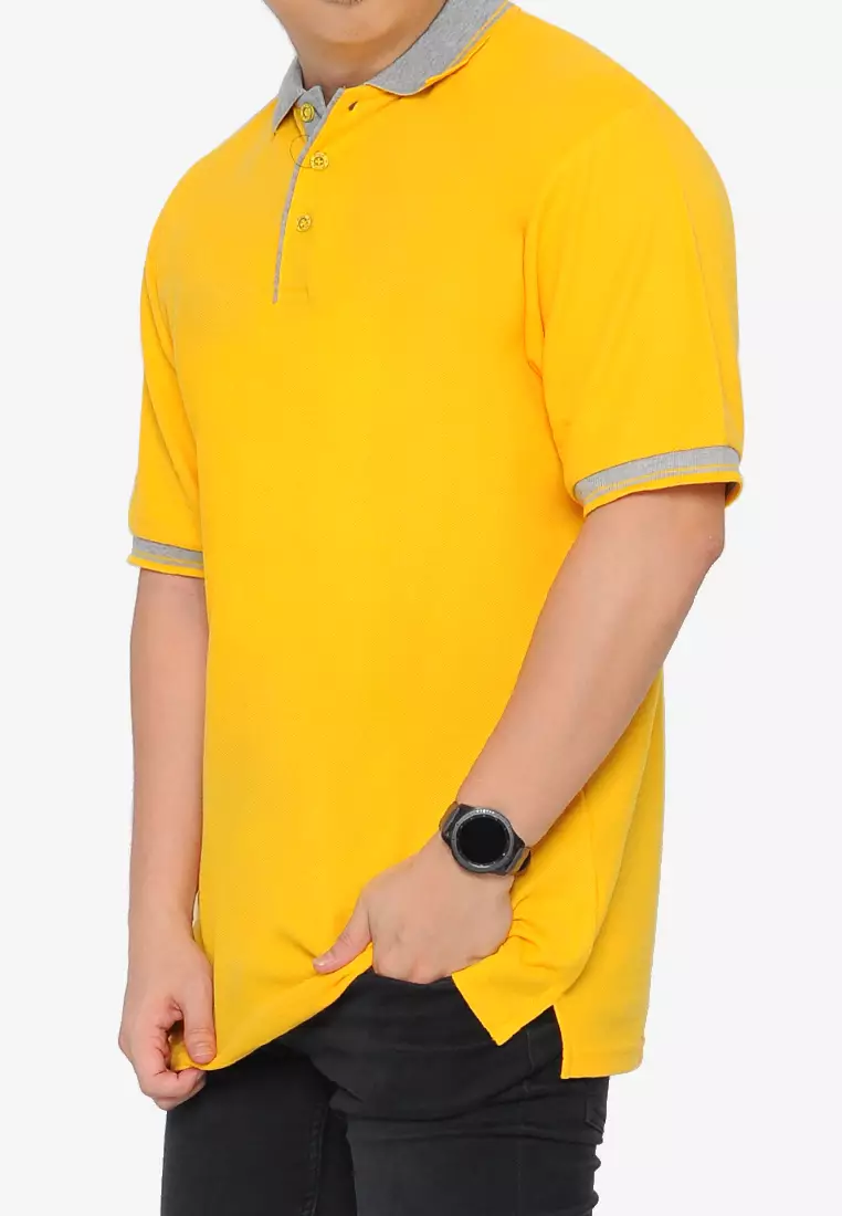 Andre Michel Kaos Polo Shirt Lengan Pendek Kerah Abu Kuning 933-70