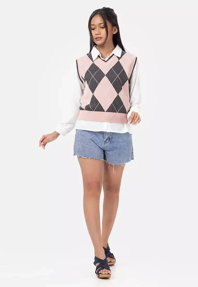 Grace Vest Knit in Pink