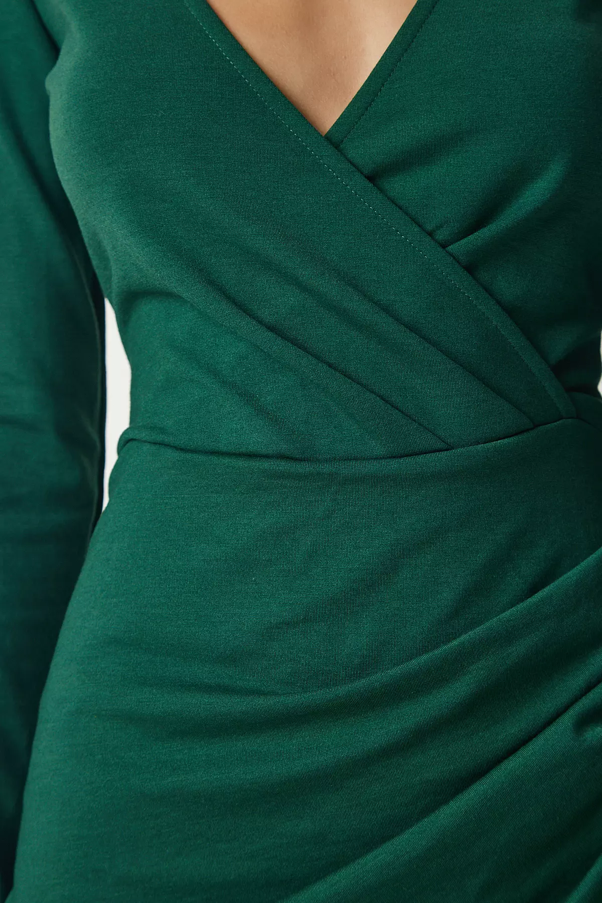 Woven Elegant Dress with Wrapped Collar