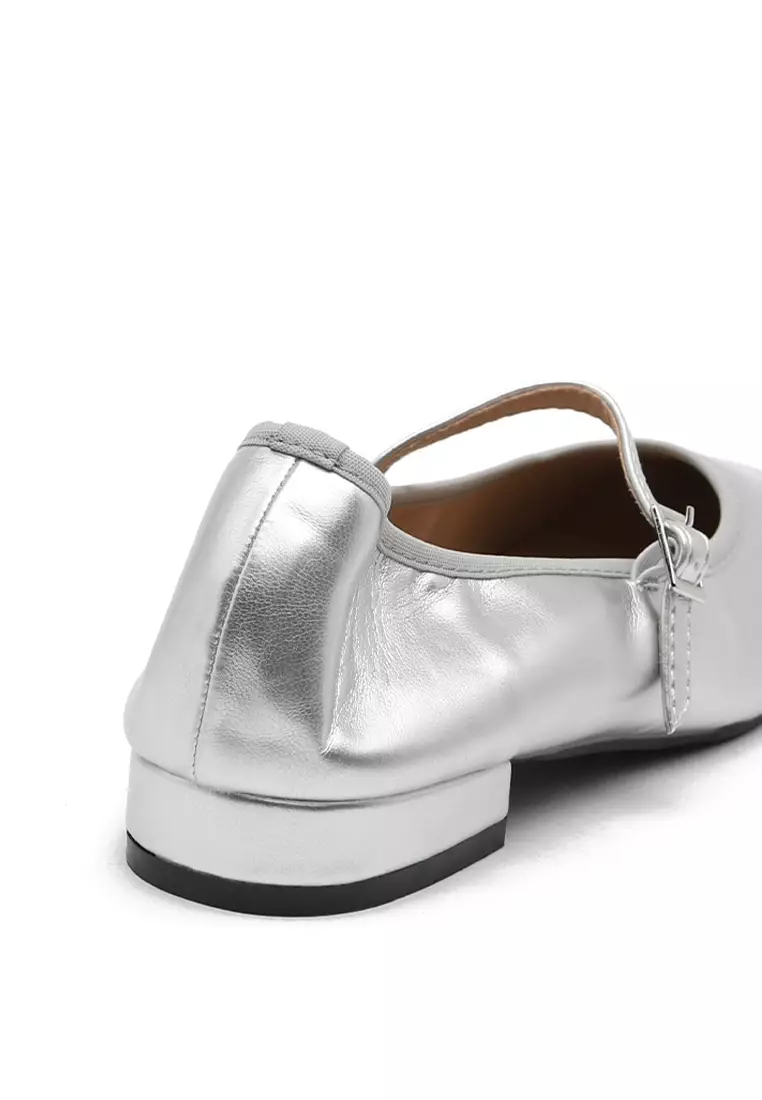 Charlotte Maryjane Flats (2cm) - Silver