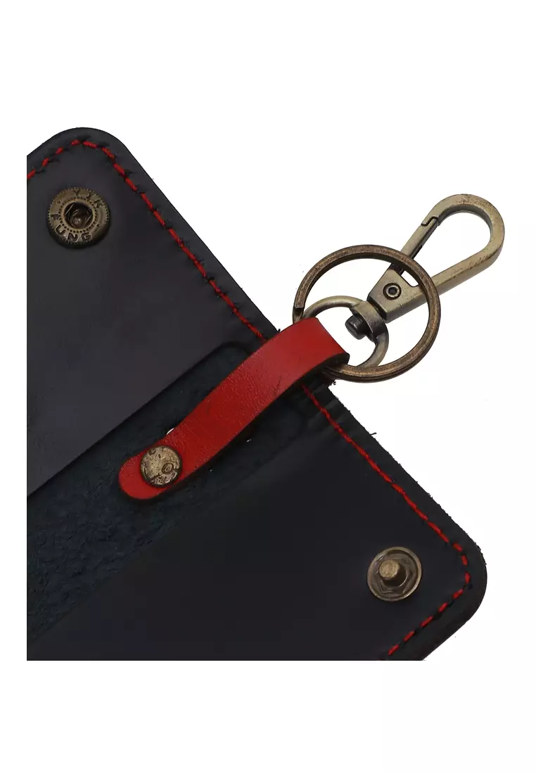 Elgreno Wallet STNK Gantungan Kunci Mobil Motor Handmade Material Genuine Leather Kulit KH3 ORIGINAL - Black Red