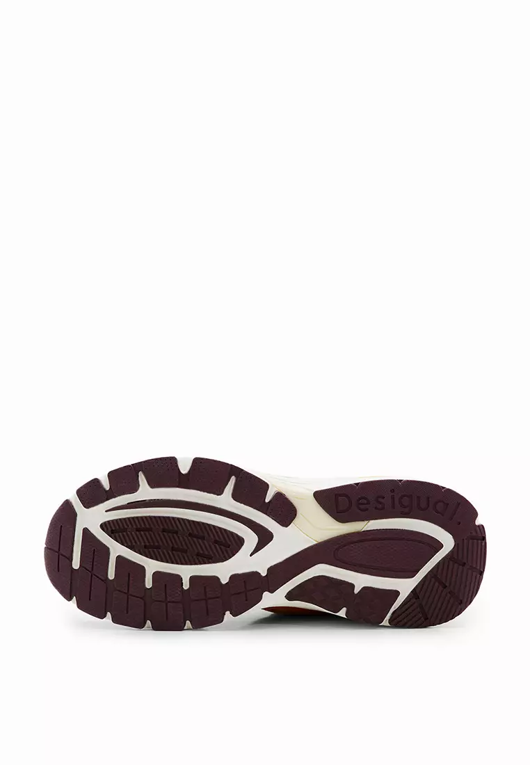 Desigual Woman Shoes Patchwork split leather running sneakers.