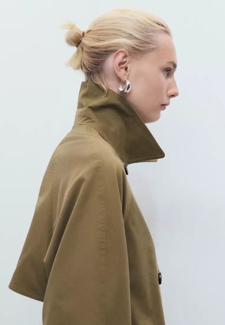 Long Double-Breasted Trench Coat