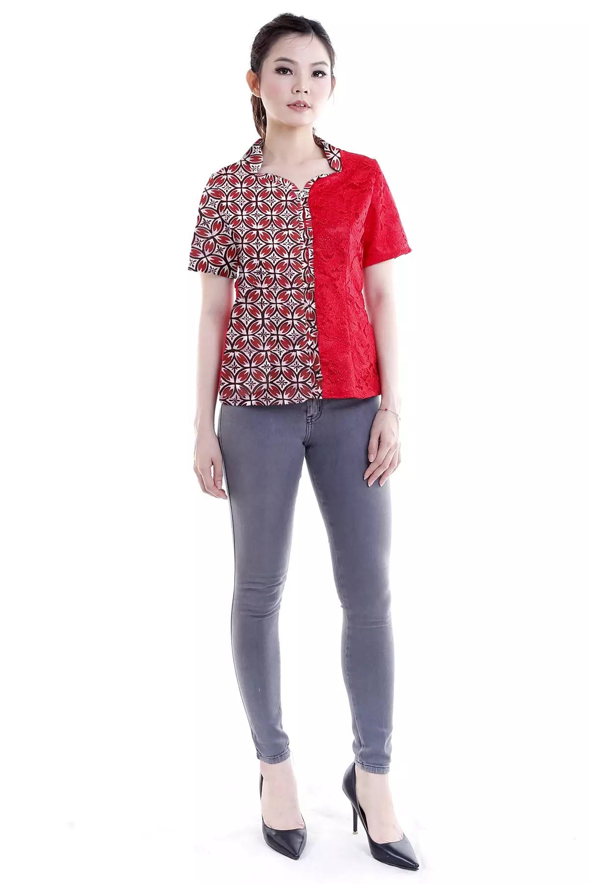 Martha Kawung Merah Batik Blouse