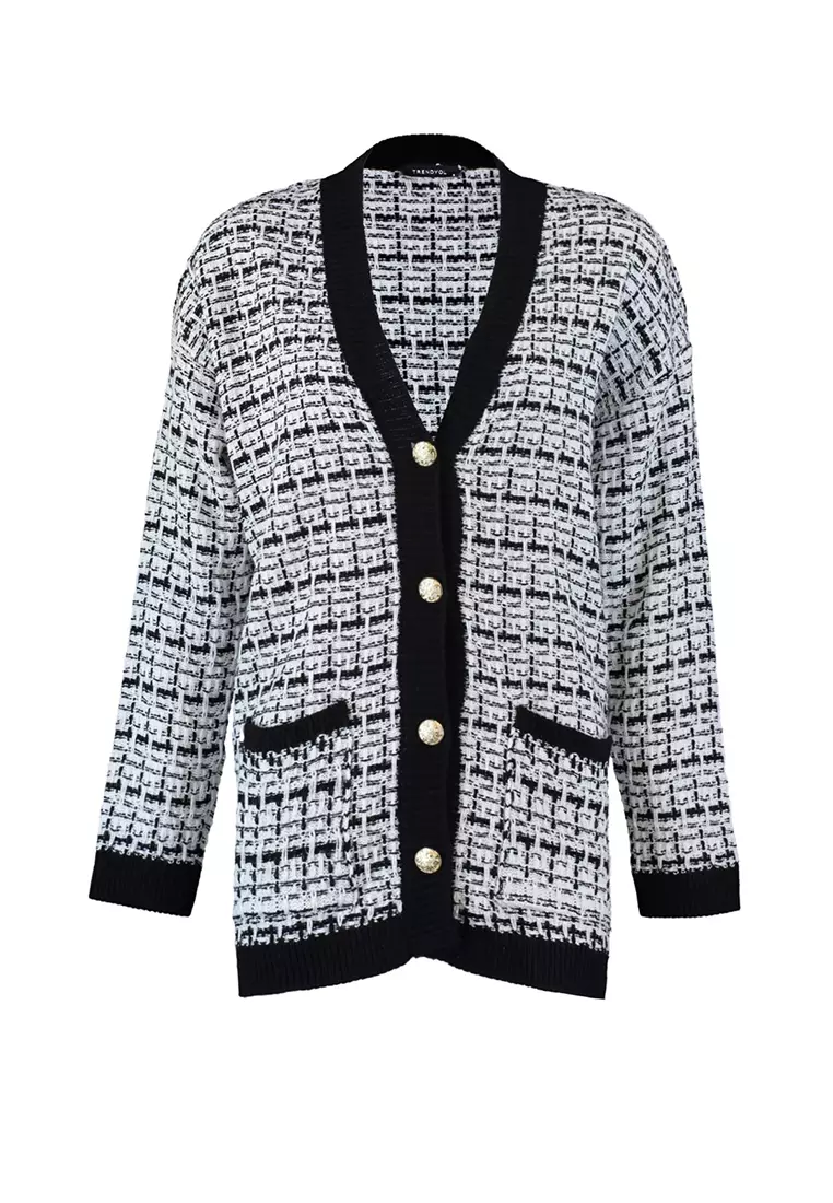 Tweed Look Glittery Knitwear Cardigan