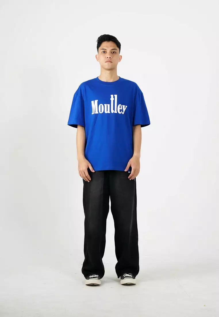 Moutley Men's T-Shirt Short Sleeve Oversized Fit Cotton 20s Blue OL-C130325