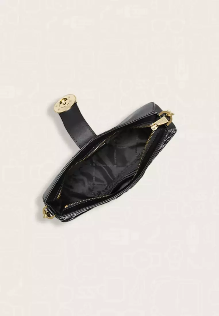 Michael Kors Carmen Small Animal Print Calf Hair Shoulder Bag Black