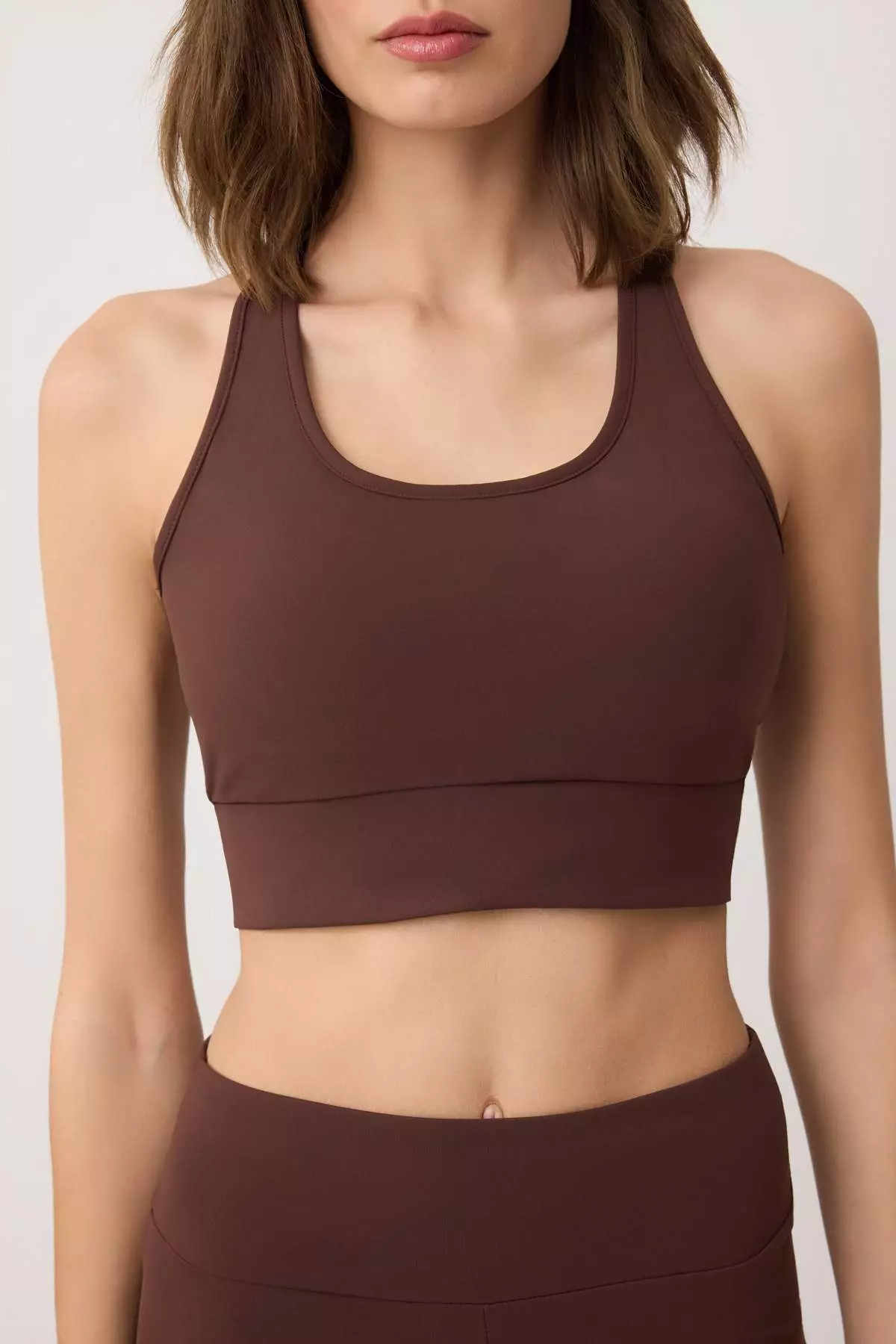 Brown Premium Polyamide Fabric Supportive/Shaping Sports Bra Thmss26Ss1