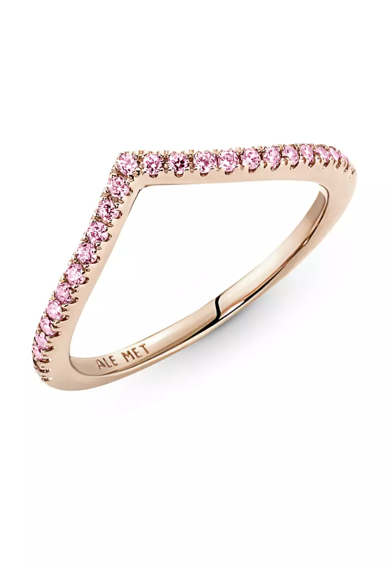 Pandora 14K Rose Gold-Plated Timeless Wish Sparkling Pink Ring