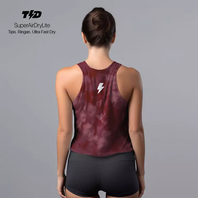 LSD38 Tanktop Crop Gym Weight Lifting "tie dye maroon" superairdrylite