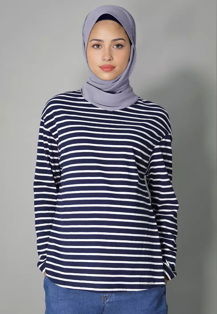 Dark Blue Maternity & Nursing Long Sleeve Top