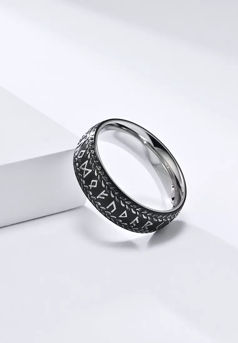 Titanium Steel Runes Ring JW QF-JZ980