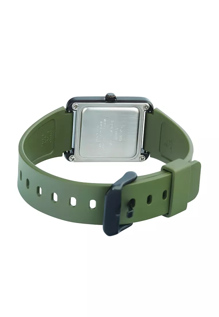 Casio MTP-B175-3BV - Jam Tangan Analog Wanita - Black Aluminium Case - Green Resin Strap