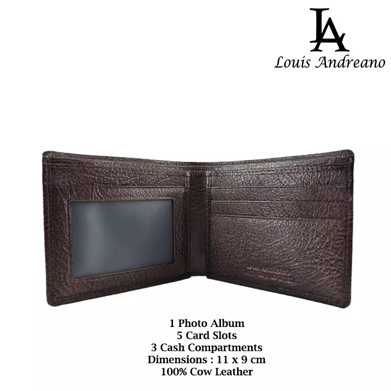 Men Casual Bifold Wallet with Album Dark Brown LA-191