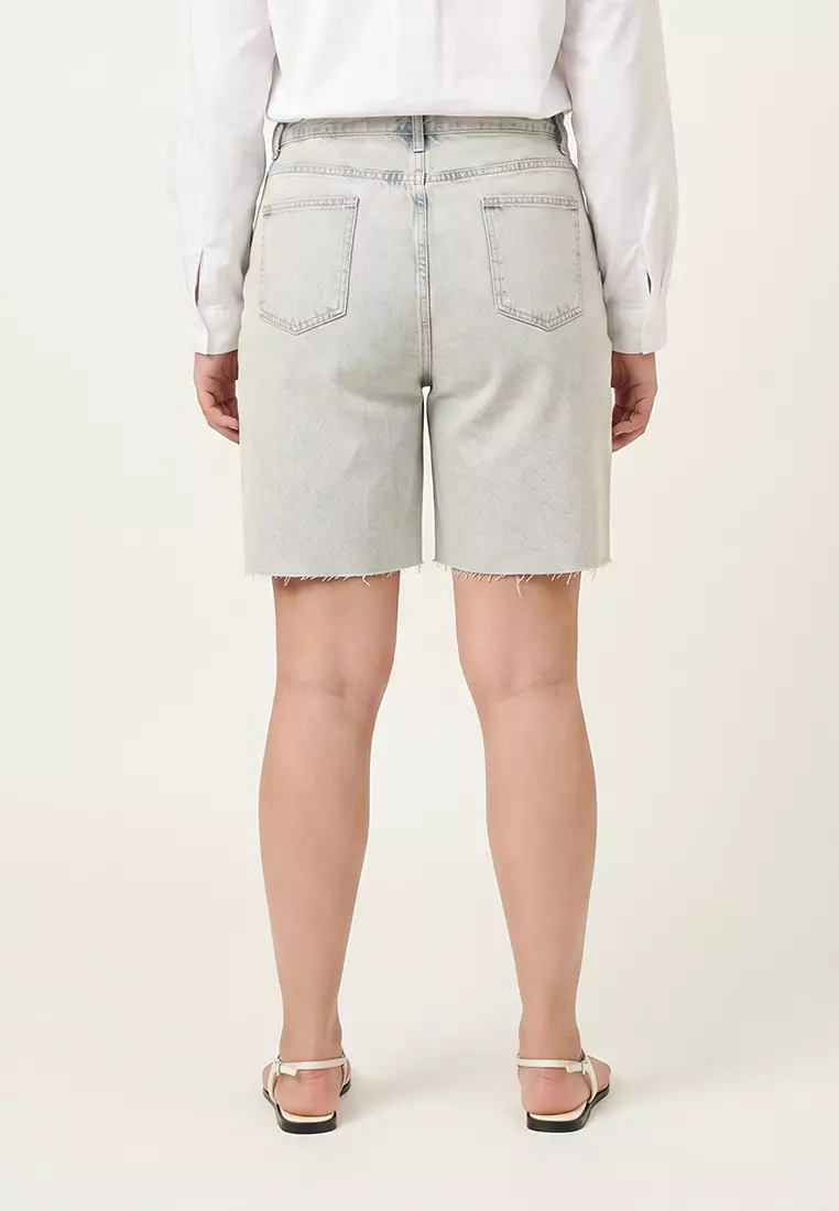 Light Blue Wide Leg Cut Plus Size Shorts & Bermuda TBBSS25AP00008