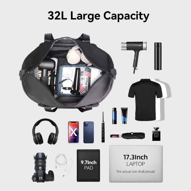 Mark Ryden MR2891 Tas Pria Multi Funsi Travel GYM Waterproof Duffel Bag - BLACK