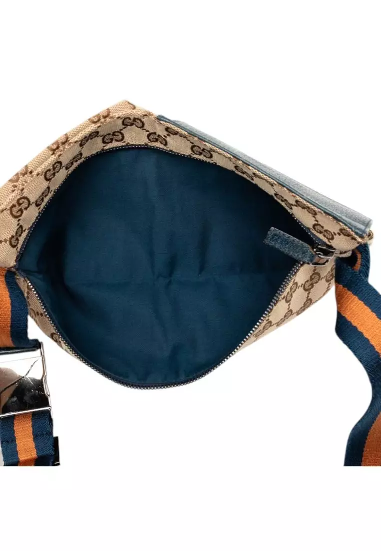 Pre-Loved Gucci Gg Canvas Web Double Pocket Belt Bag