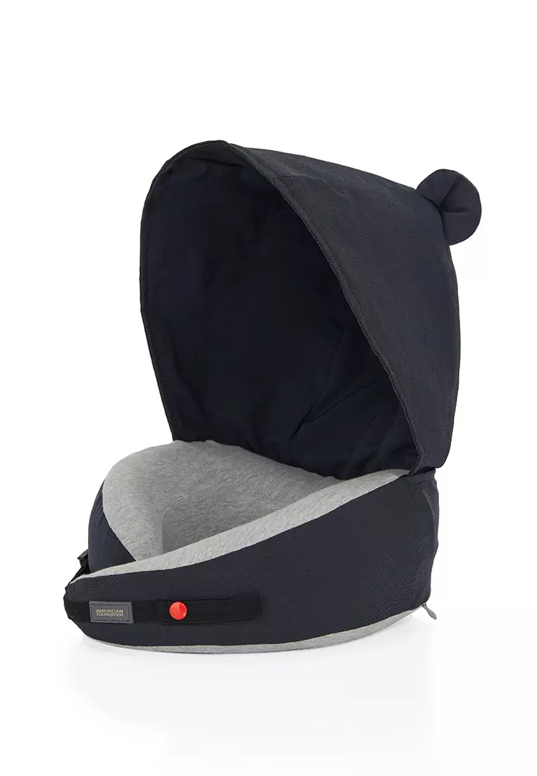 AT ACCESSORIES TRAVEL PILLOW WITH HOODIE - NAVY