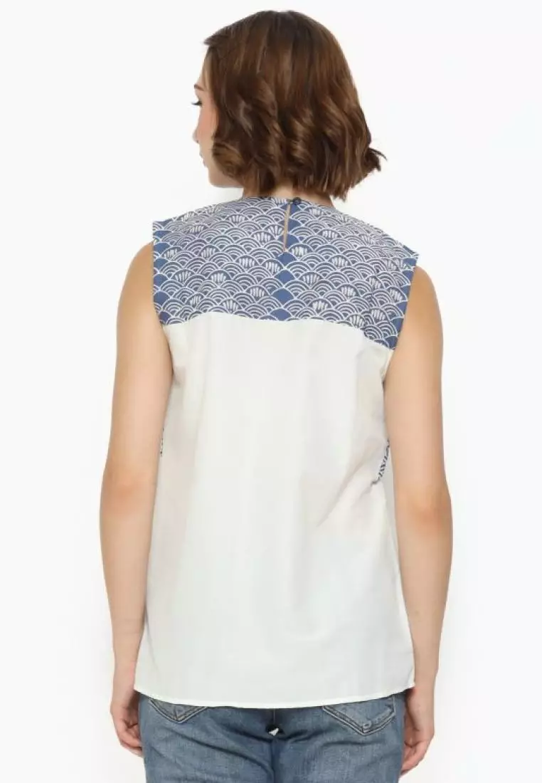 Blouse Batik Wanita - Bhatara Batik Bernadette - Atasan Batik Modern Tanpa Lengan