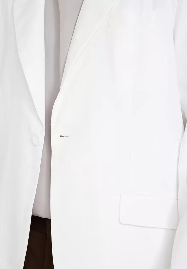 White single button blazer hotsell