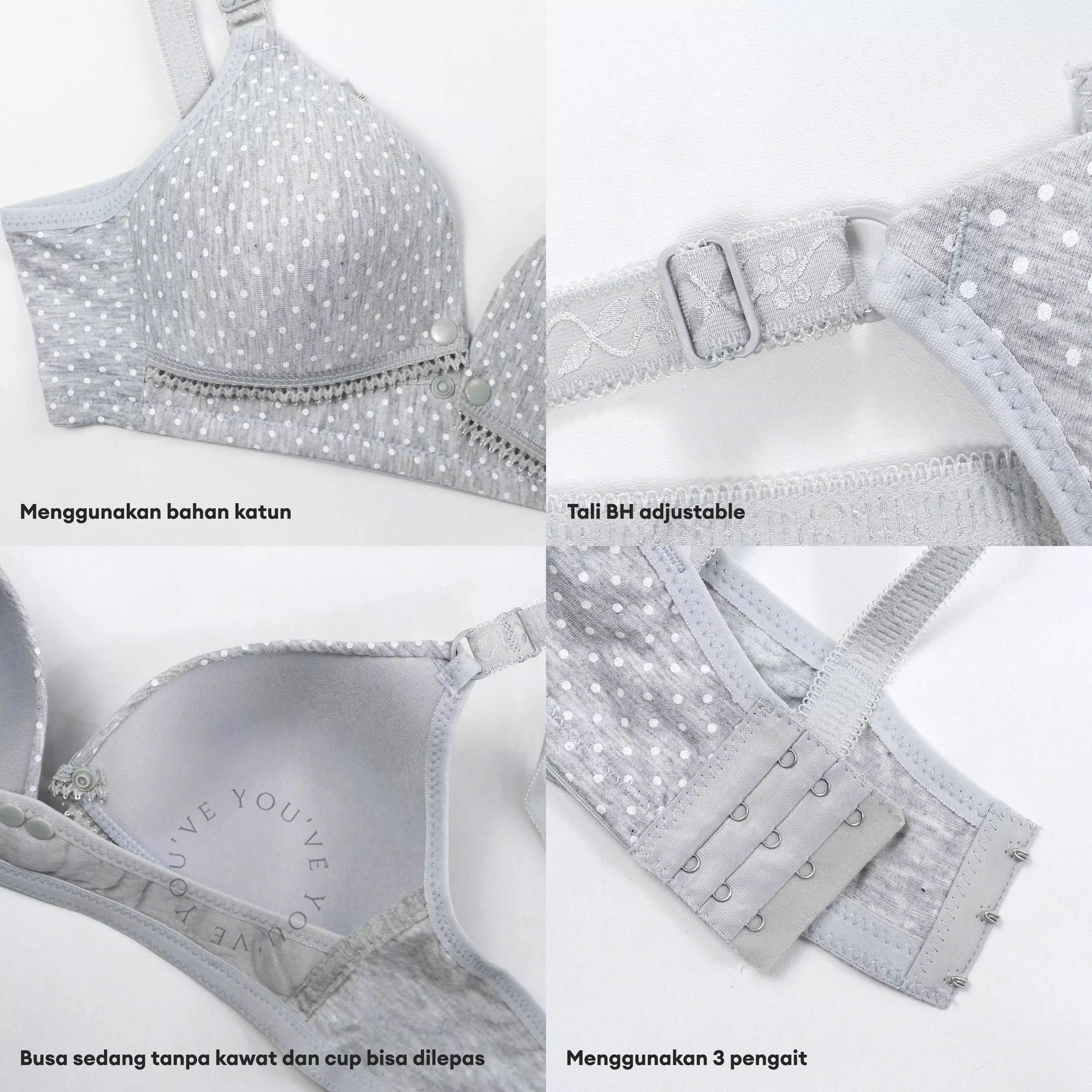 YouHave ( You’ve ) BH Bra Wanita Ibu Menyusui Tanpa Kawat Kait Depan Cup B Beha Menyusui Maternity Bra BH Nursing 100189