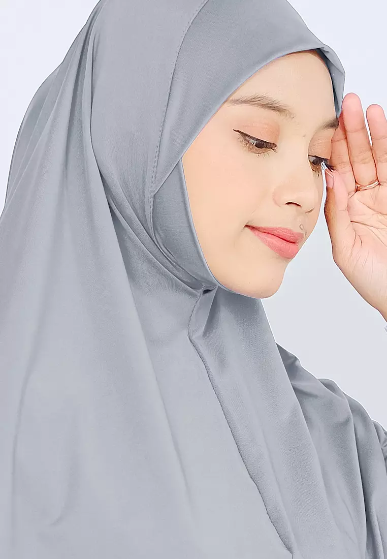Cotton Bee - Kalea Bergo | Hijab Instan Malay | Jilbab Soft Pad Dagu - Silver