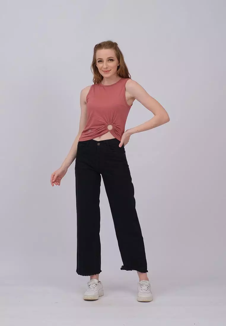 Fitwear - Larissa Highwaist Kulot Panjang Rumbe - Black