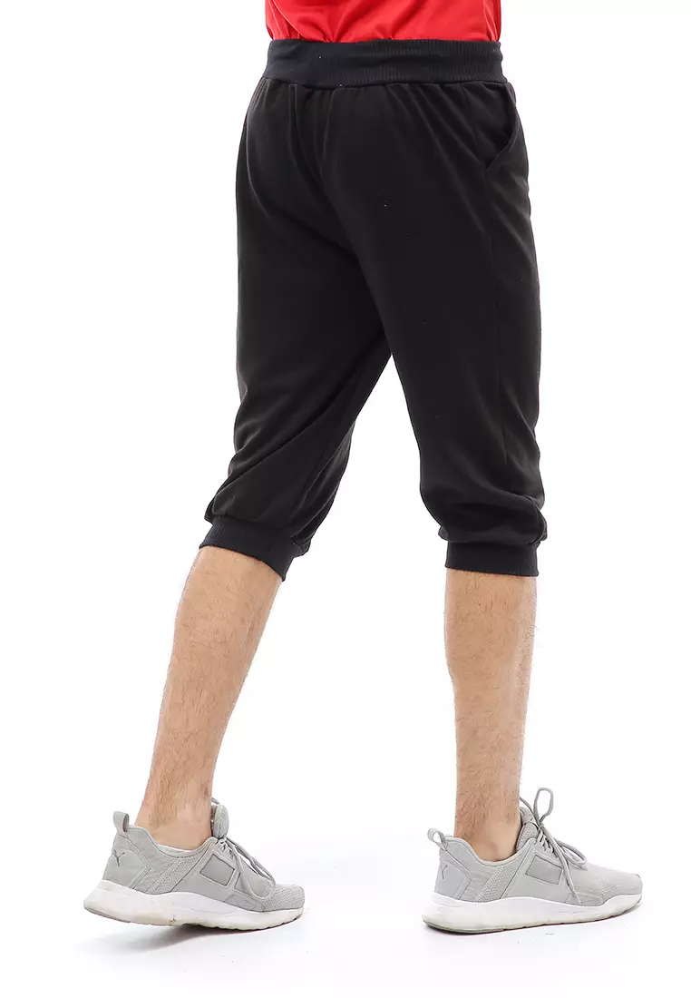 Rishham Short Pants Celana Jogger Pendek Pria Trackpants Material Baby Terry ORIGINAL - Black