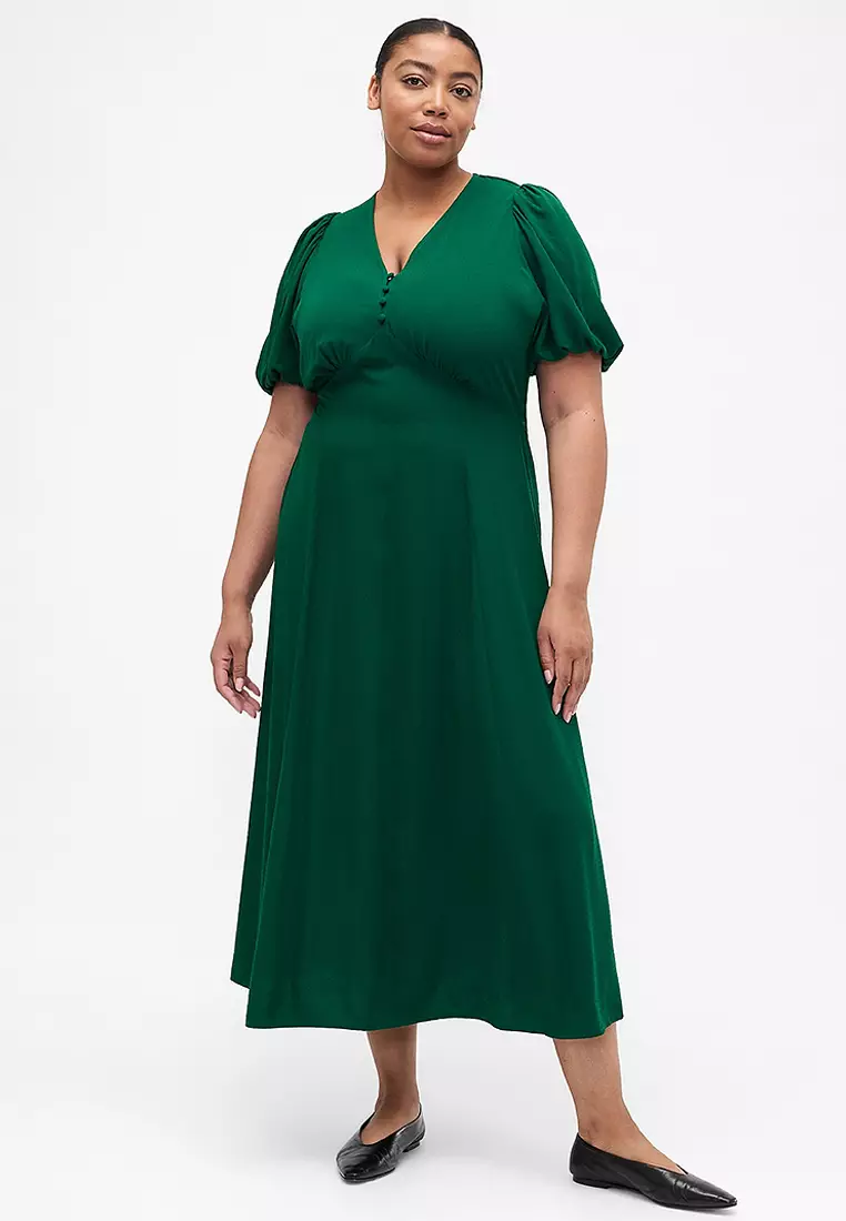 Jual Gap Short Sleeve Puff Sleeve V-Neck Maxi Dress Original 2025