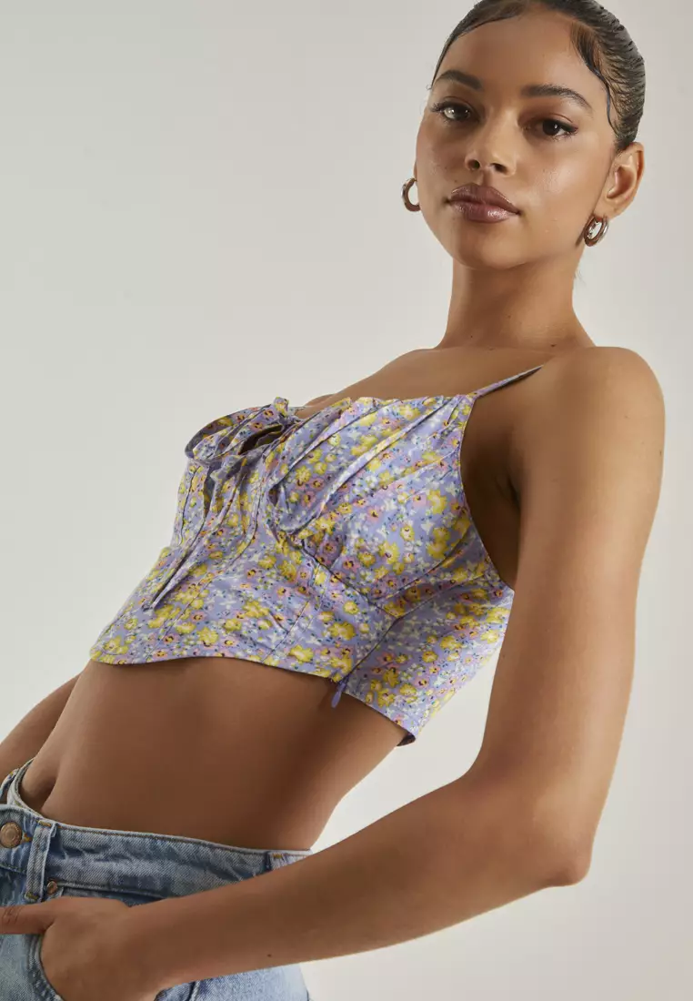 Pink Vanilla Lilac Tie Front Corset Top